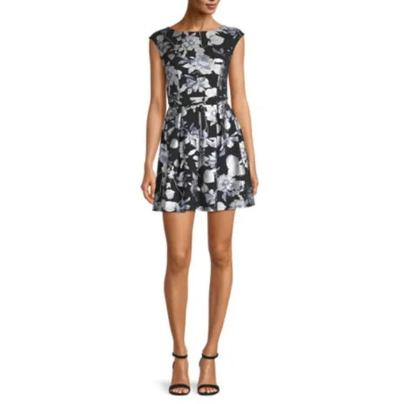 b smart womens juniors sleeveless fit flare dress B. Smart Womens Juniors Square Neck Sleeveless Fit + Flare Dress